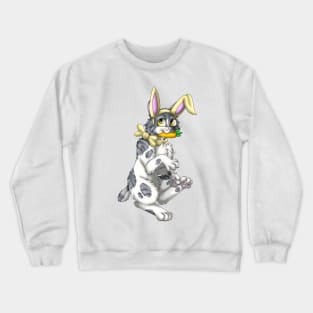 Bobtail BunnyCat: Grey Bicolor Tabby (Yellow) Crewneck Sweatshirt